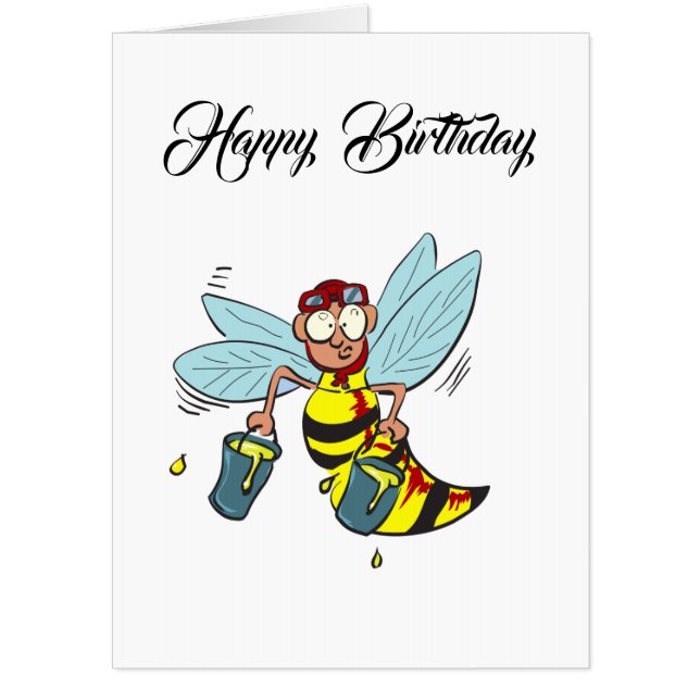 Hornet wasp bee with two buckets of honey card (Front)