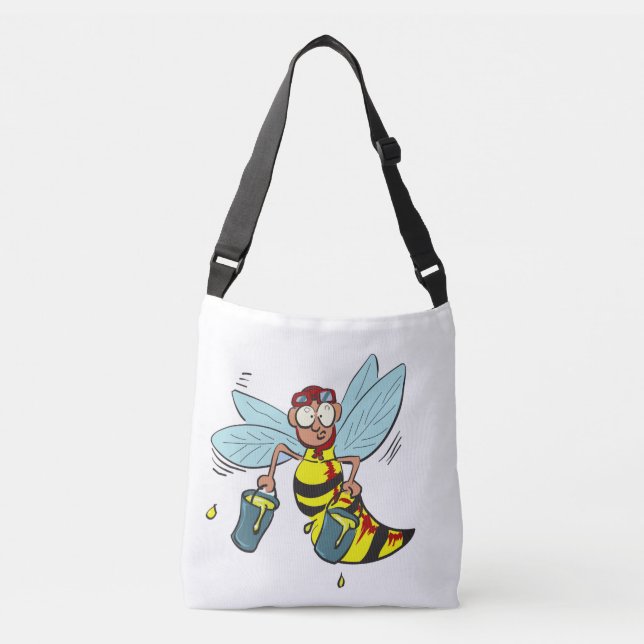 Hornet wasp bee with two buckets of honey crossbody bag (Front)