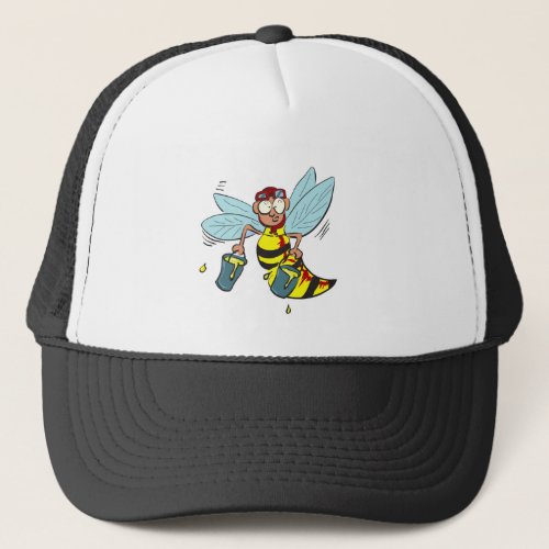 Hornet wasp bee with two buckets of honey trucker hat