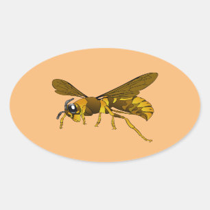hornet wasp insect bee brown oval sticker