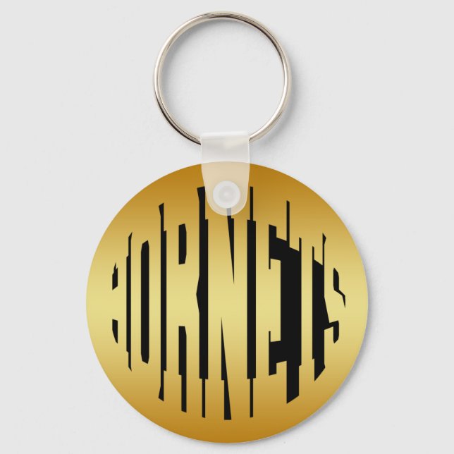 HORNETS - GOLD TEXT KEYCHAIN (Front)