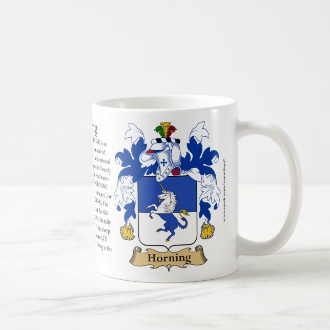 Horning, the Origin, the Meaning and the Crest Coffee Mug (Right)