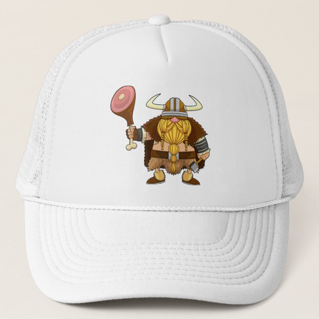 Horns of Humor: The Viking Saga Trucker Hat (Front)