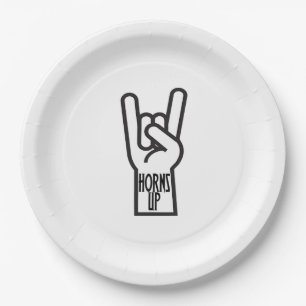 Horns Up Paper Plates