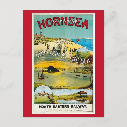 Hornsea Yorkshire England Train Travel Postcard