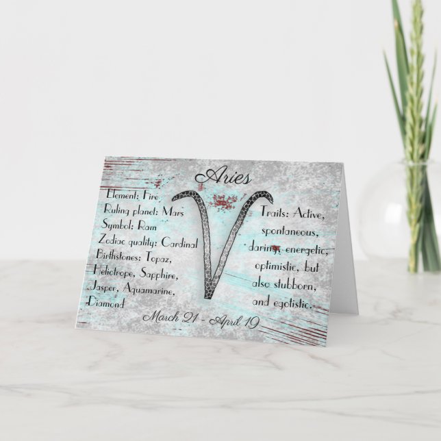 Horoscope Aries Zodiac Astrology Sign Birthday Card (Front)