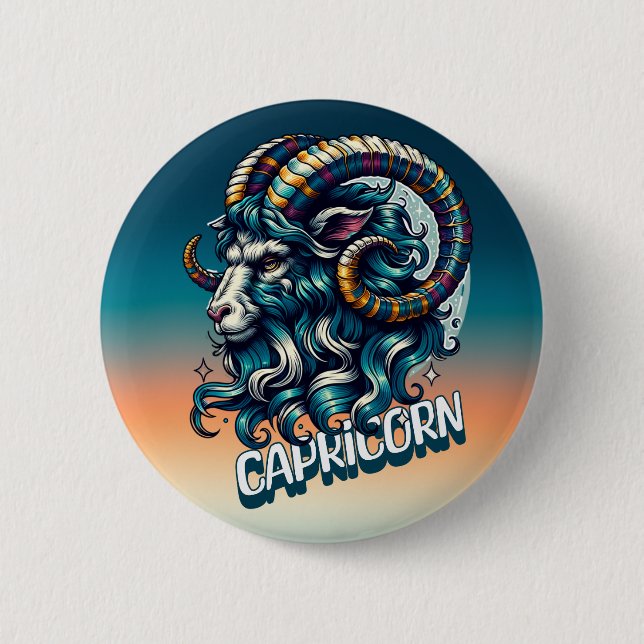 Horoscope Astrological Sign Capricorn Button (Front)