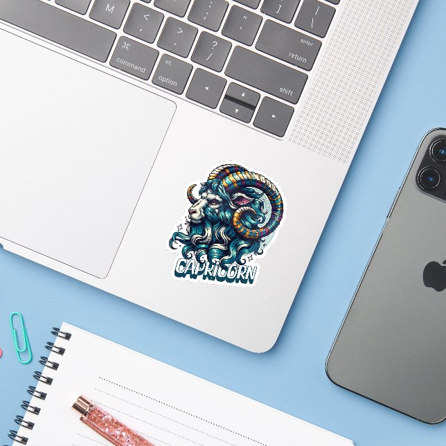 Horoscope Astrological Sign Capricorn Sticker (Laptop w/ iPhone)