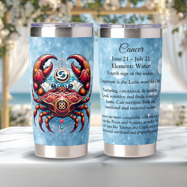 Horoscope Astrological Sign for Cancer the Crab  Insulated Tumbler (Creator Uploaded)