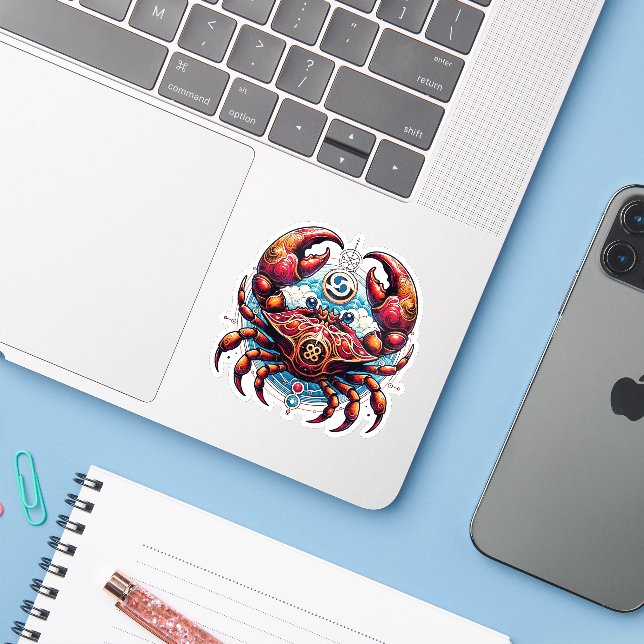 Horoscope Astrological Sign for Cancer the Crab  Sticker (Laptop w/ iPhone)