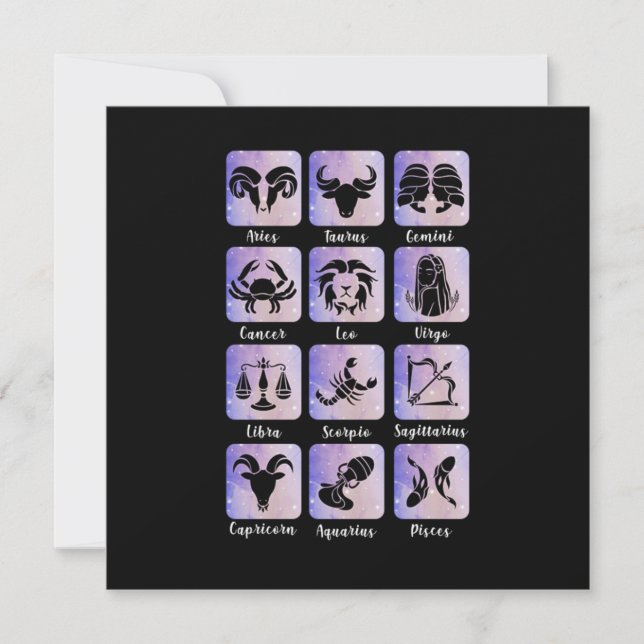 Horoscope Astrology Zodiac Signs Invitation (Front)