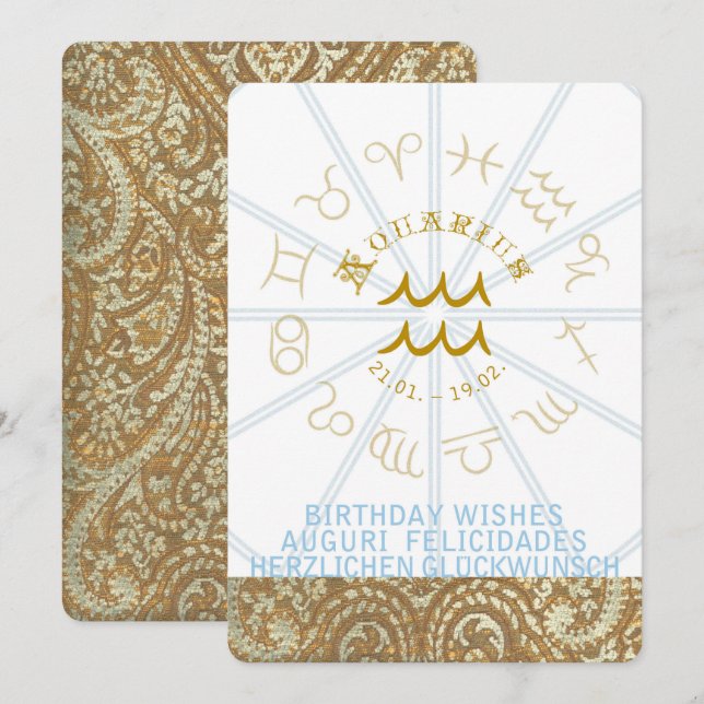 HOROSCOPE ~ Birthday Invite - Aquarius (Front/Back)