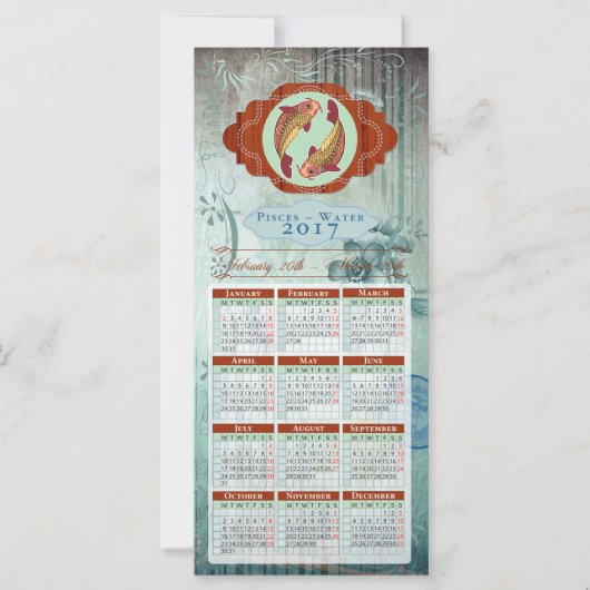 Horoscope Calendar Card 2017 ~ Pisces (Front)