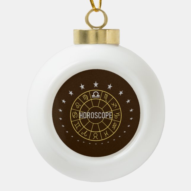 Horoscope / Libra Ceramic Ball Christmas Ornament (Front)