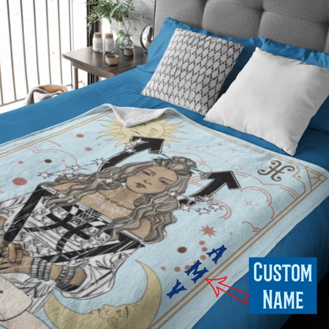 Horoscope Pisces Woman Zodiac Celestial Sun Moon Fleece Blanket (Creator Uploaded)