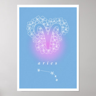 Horoscope poster with birth flowers - Aries