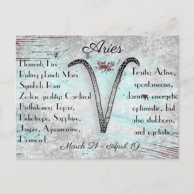 Horoscope Sign Aires Postcard (Front)