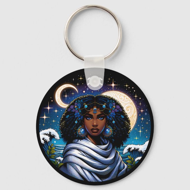 Horoscope Sign Aquarius Symbol Keychain (Front)