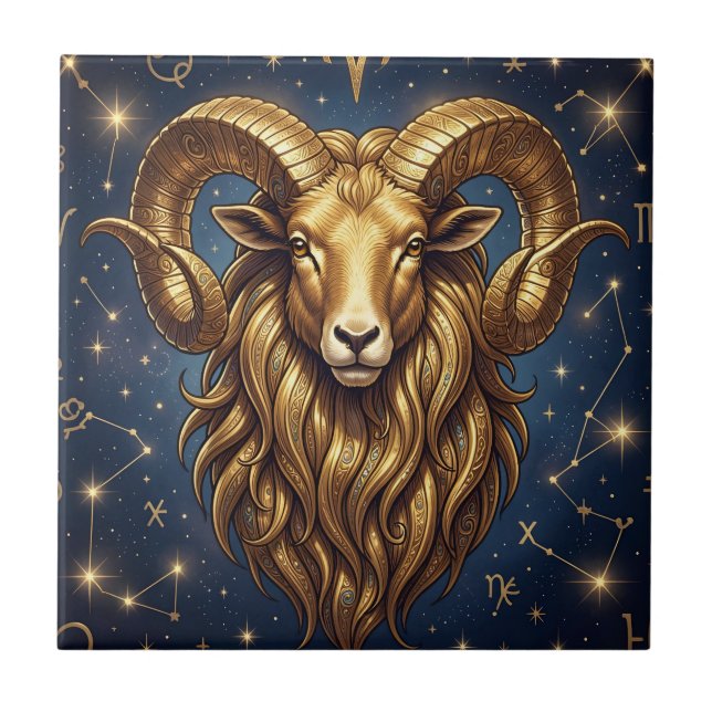 Horoscope Sign Aries | Astrology Art Ceramic Tile (Front)