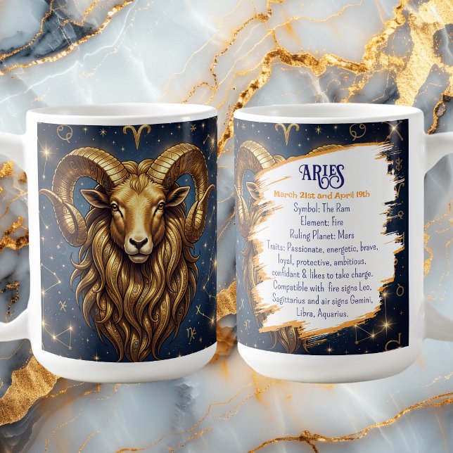 Horoscope Sign Aries | Astrology Traits & Dates Coffee Mug (Creator Uploaded)