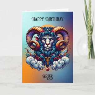 Horoscope Sign Aries Birthday Card
