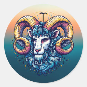 Horoscope Sign Aries   Mystical Ran  Classic Round Sticker