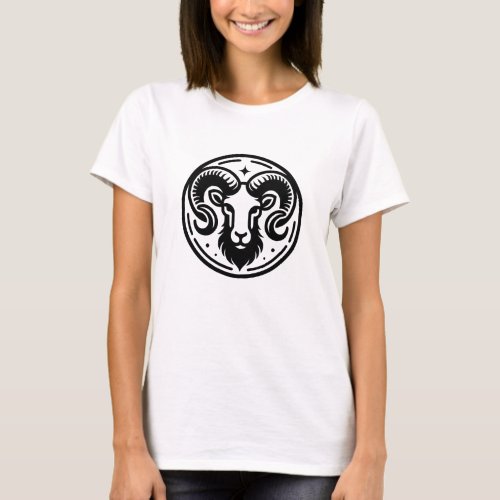Horoscope Sign Aries Ram Symbol   T_Shirt
