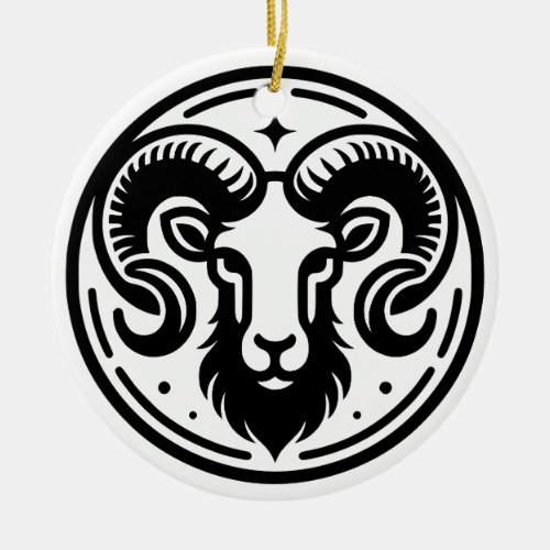 Horoscope Sign Aries Symbol and Traits Mug Ceramic Ornament