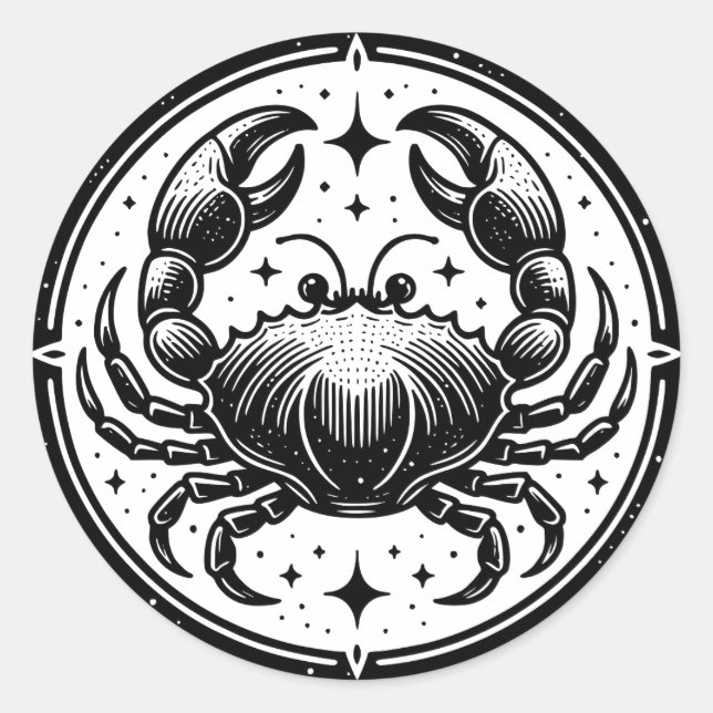 Horoscope Sign Cancer Crab Symbol Classic Round Sticker (Front)
