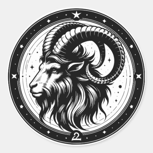 Horoscope Sign Capricorn Goat Symbol  Classic Round Sticker