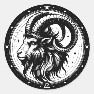 Horoscope Sign Capricorn Goat Symbol  Classic Round Sticker