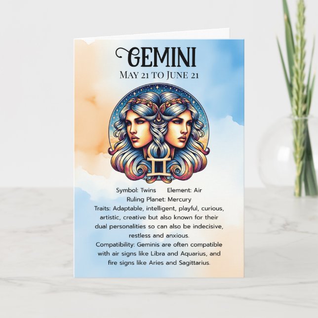Horoscope Sign Gemini | Birthday Card (Front)