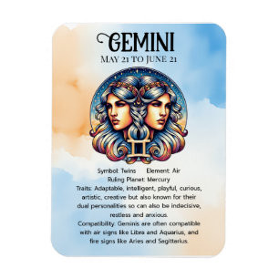 Horoscope Sign Gemini Birthday Magnet