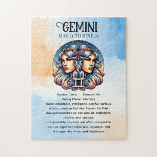 Horoscope Sign Gemini Twins Astrology Sign Jigsaw Puzzle