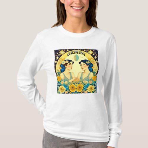 Horoscope Sign Gemini Twins Celestial T_Shirt