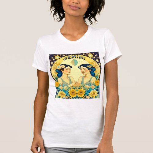 Horoscope Sign Gemini Twins Celestial T_Shirt