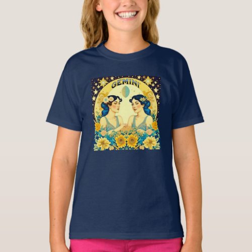 Horoscope Sign Gemini Twins Celestial T_Shirt