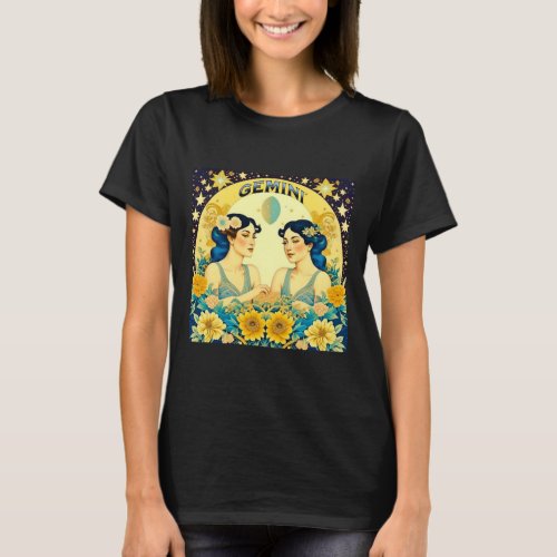 Horoscope Sign Gemini Twins Celestial T_Shirt