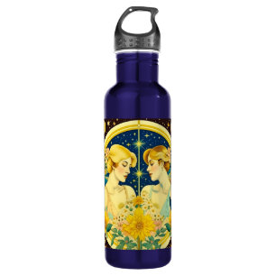 Horoscope Sign Gemini Twins Ethereal Art Stainless Steel Water Bottle