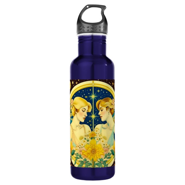 Horoscope Sign Gemini Twins Ethereal Art Stainless Steel Water Bottle (Front)