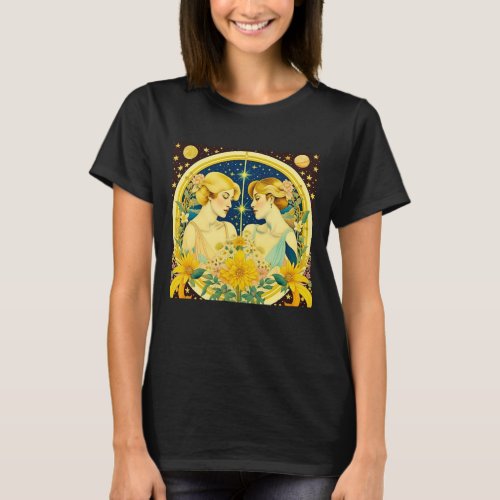 Horoscope Sign Gemini Twins Ethereal Art T_Shirt