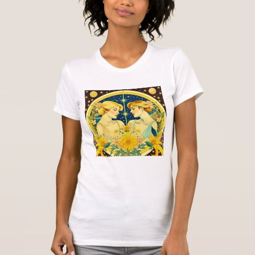 Horoscope Sign Gemini Twins Ethereal Art T_Shirt