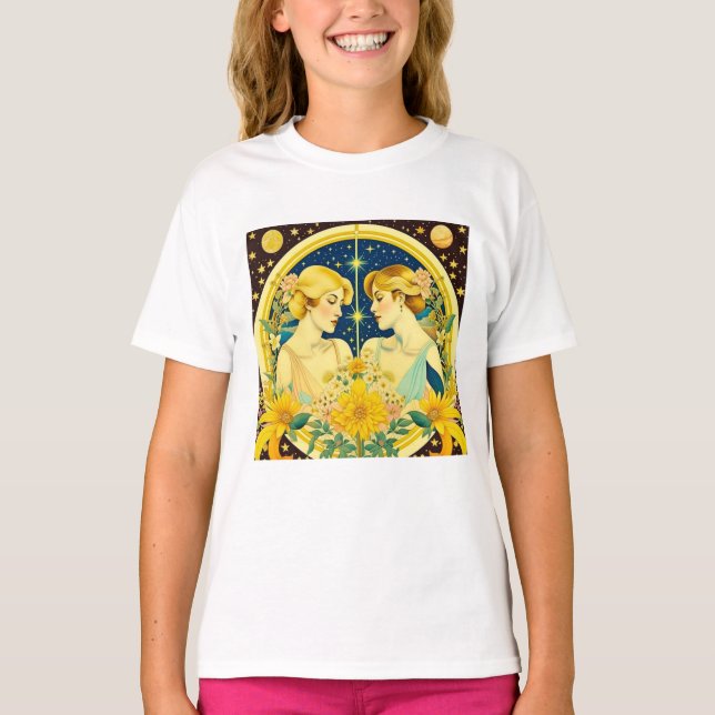 Horoscope Sign Gemini Twins Ethereal Art T-Shirt (Front)