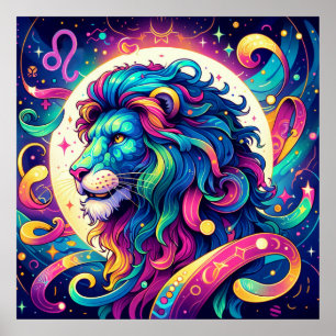Horoscope sign Leo   Colorful Lion Art