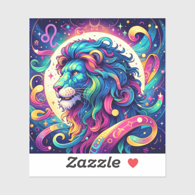 Horoscope sign Leo | Colorful Lion Art Sticker (Sheet)