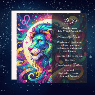 Horoscope sign Leo info Colorful Lion Art