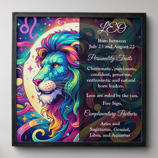 Horoscope sign Leo info | Colorful Lion Art Peel And Stick Photo Tile (Front Set)