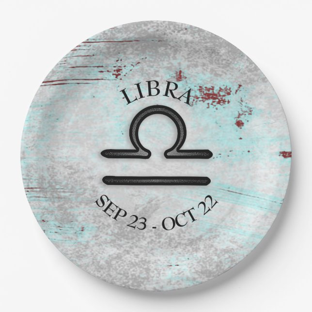 Horoscope Sign Libra Astrology Zodiac Paper Plates (Front)