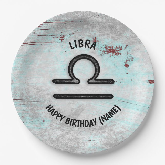 Horoscope Sign Libra Astrology Zodiac Paper Plates (Front)