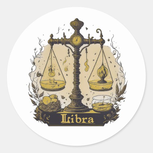 Horoscope sign Libra Classic Round Sticker